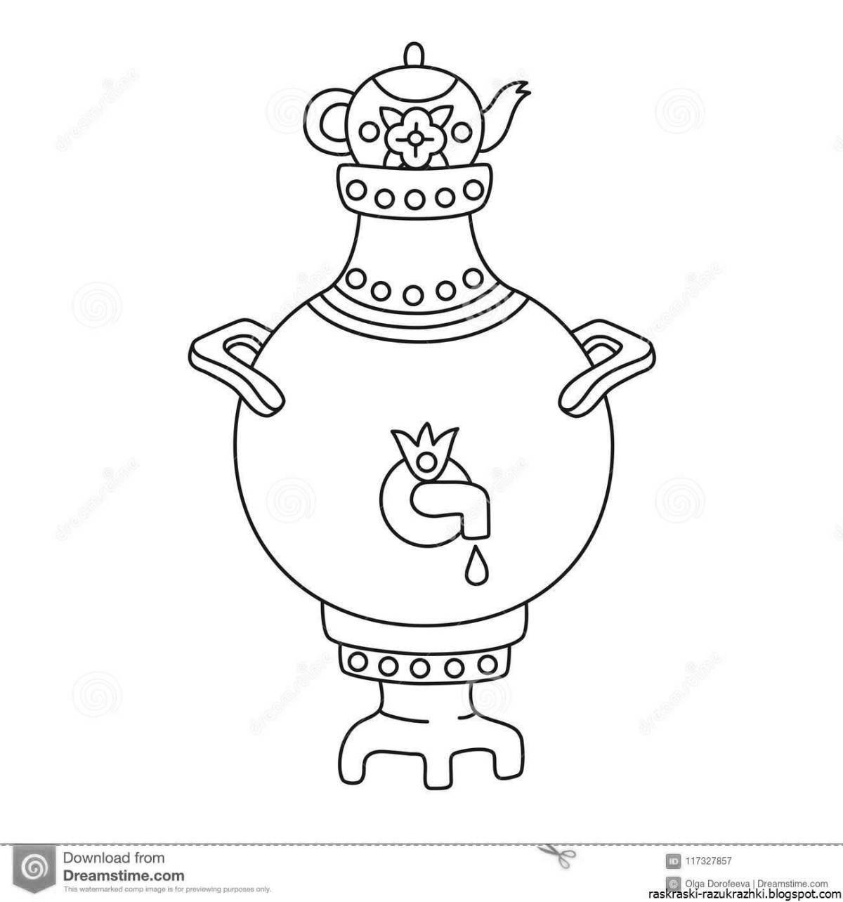 Coloring page luxury carnival samovar