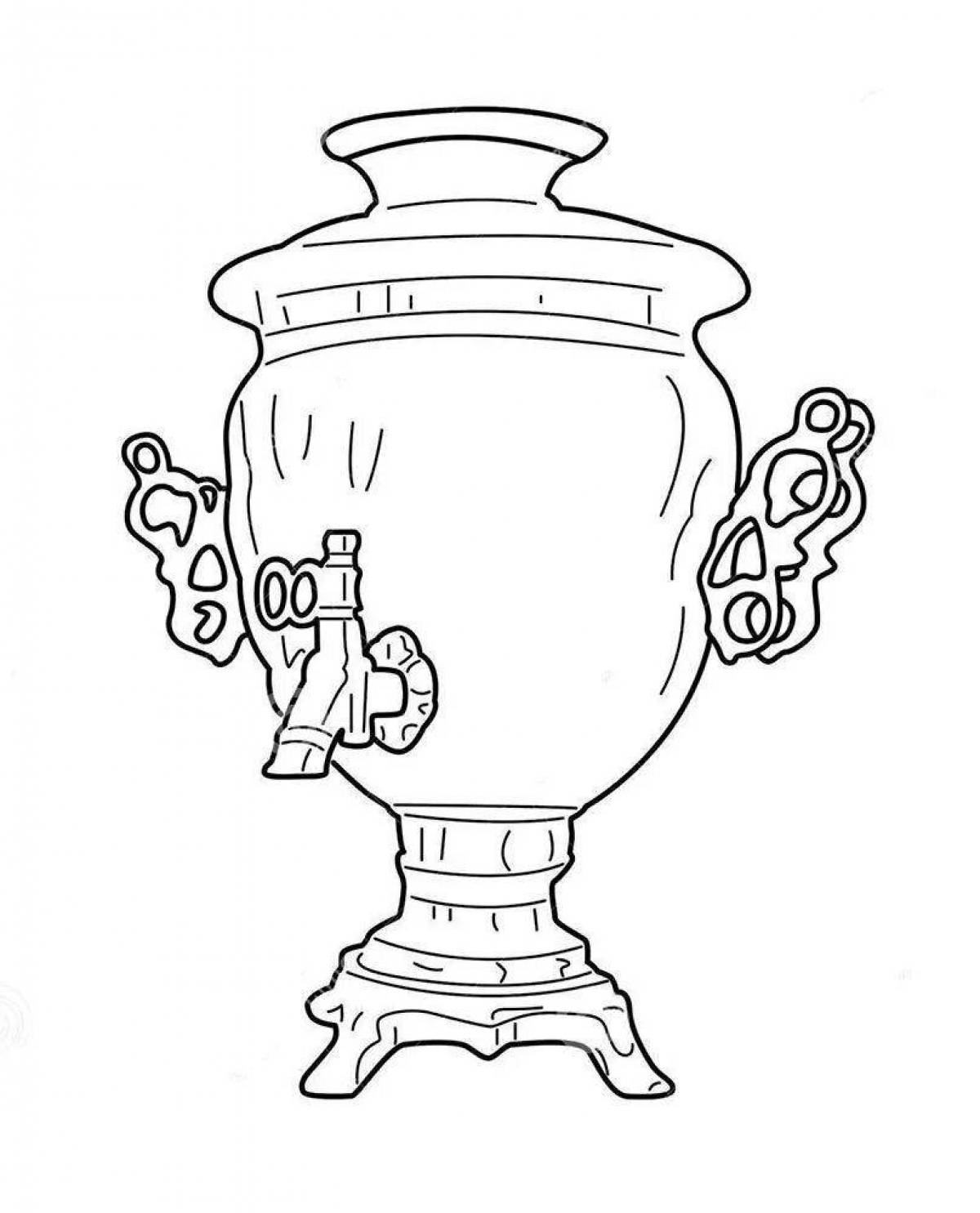 Coloring book shiny samovar for carnival