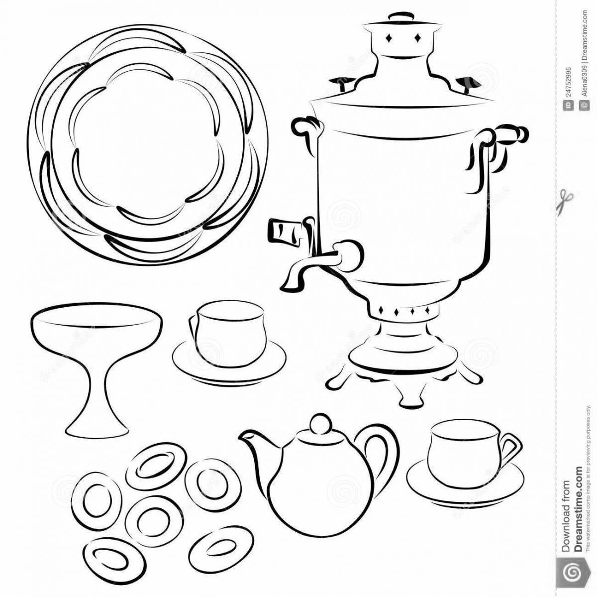 Coloring elegant samovar for carnival