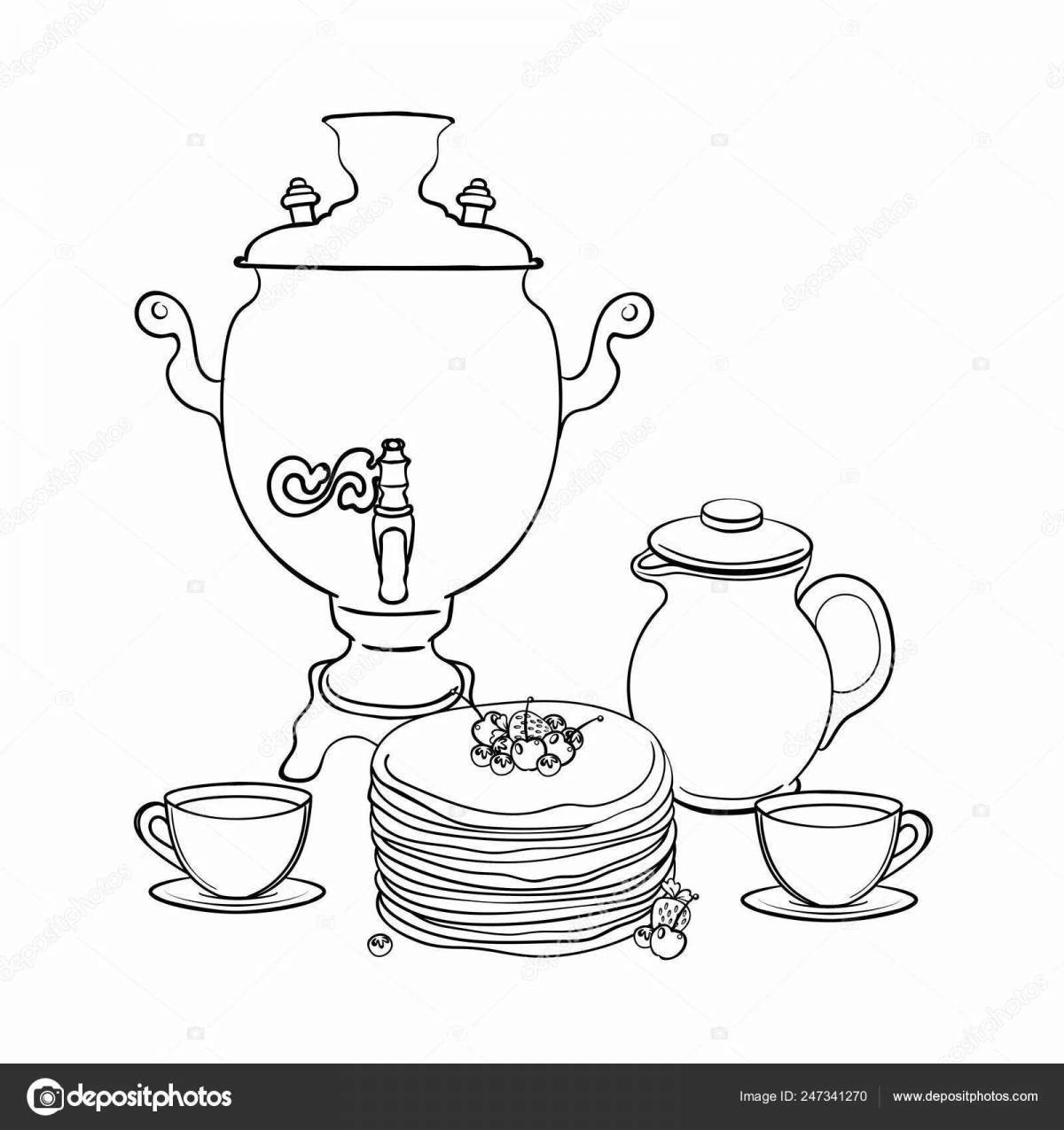 Intricate samovar carnival coloring book
