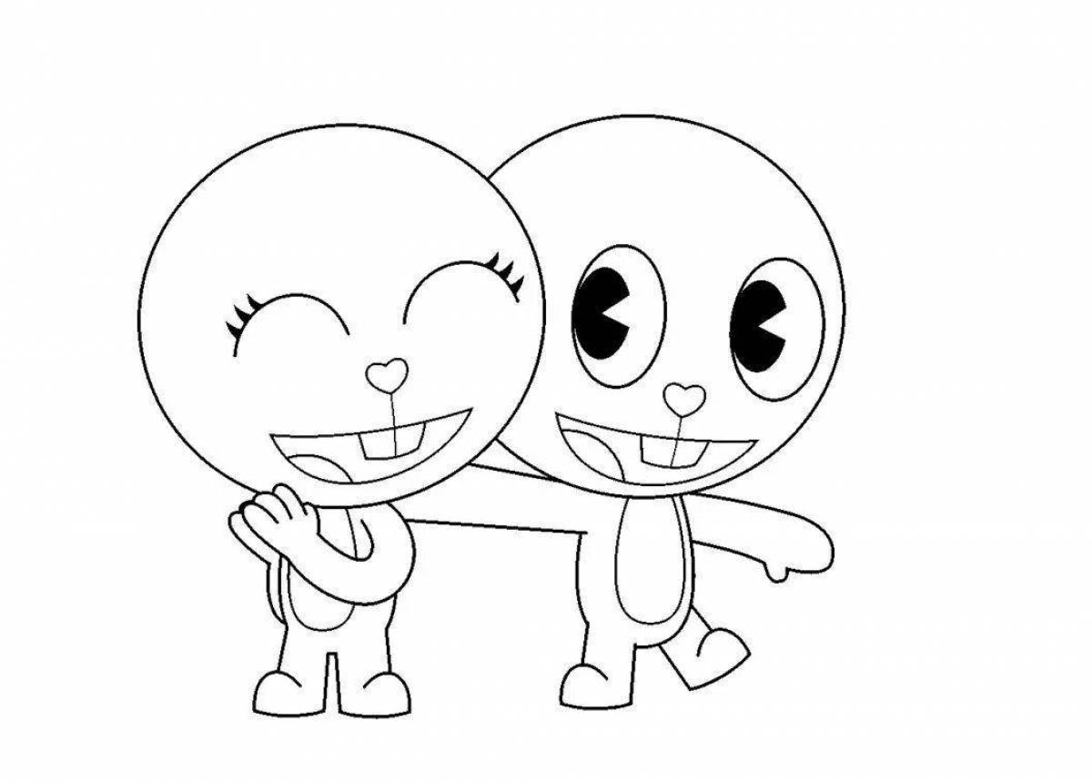 Glowing three friends coloring page
