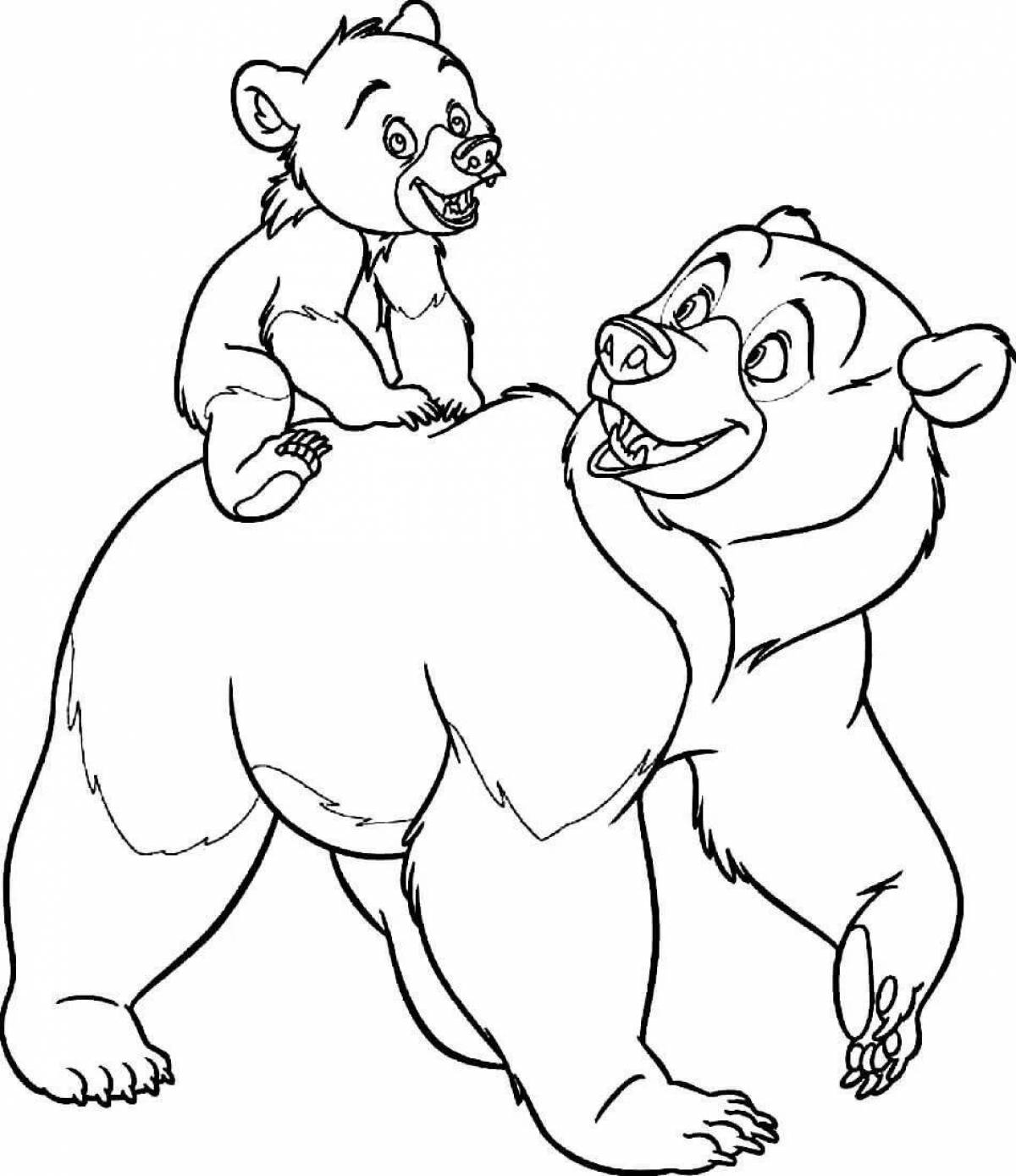 Cute bear and baby coloring book