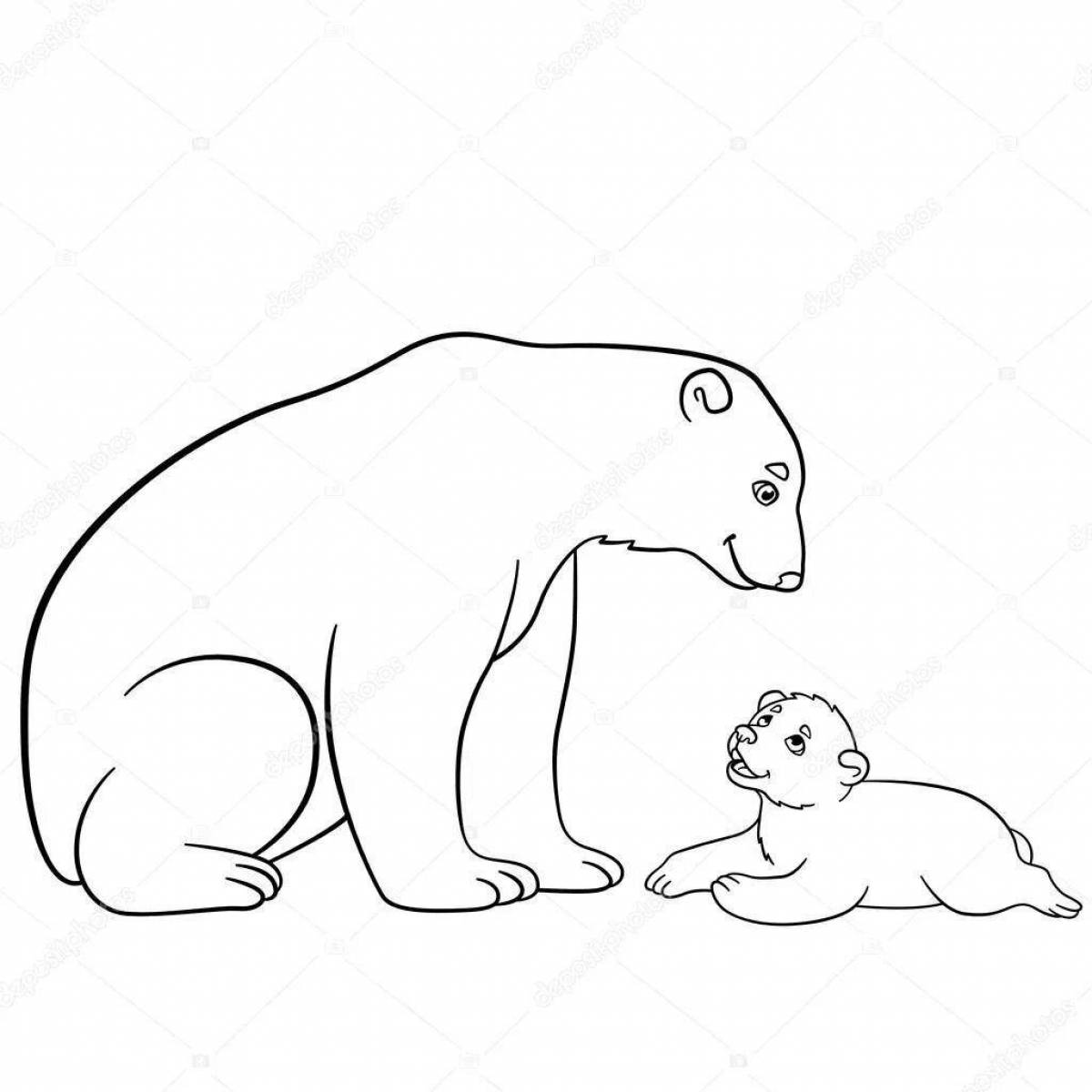 Colorful bear cub and cub coloring page