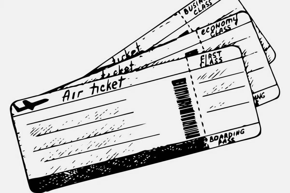 Amazing plane ticket coloring page