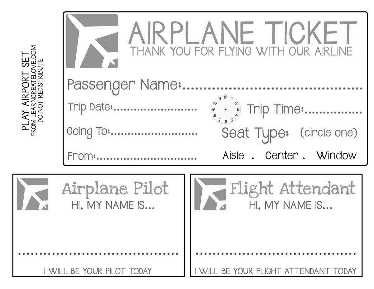 Coloring page magical plane ticket