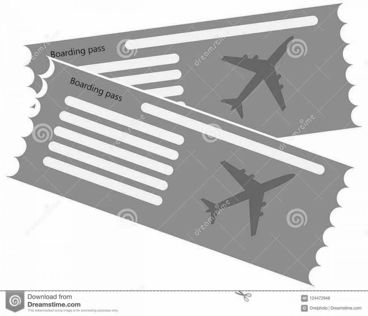Glowing plane ticket coloring page