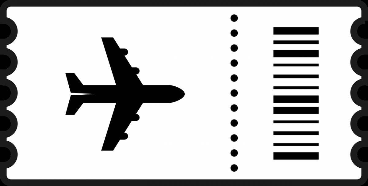 Glitter plane ticket coloring page