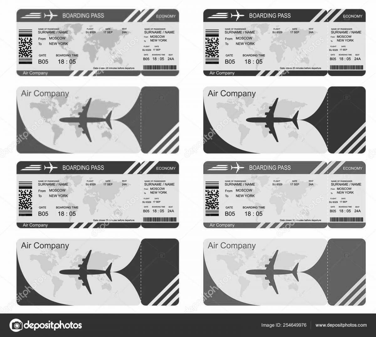 Exquisite plane ticket coloring page