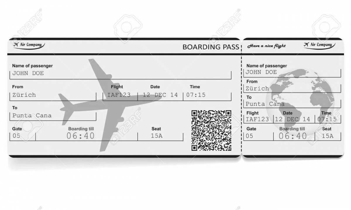 Luxury plane ticket coloring page