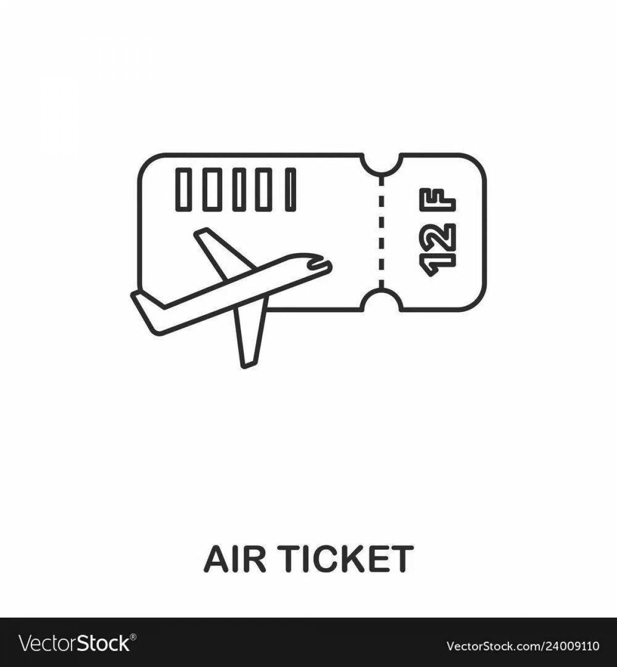Glamorous plane ticket coloring page