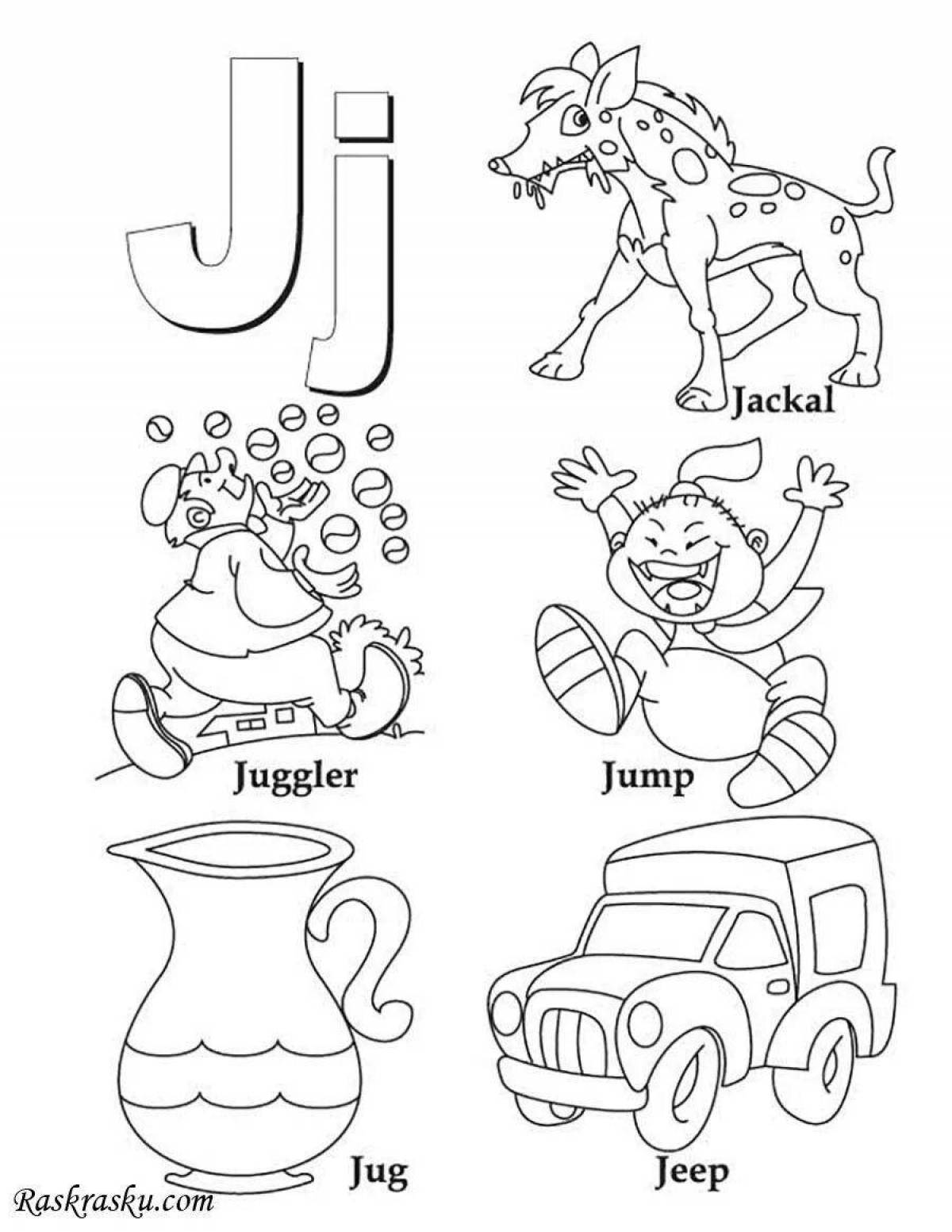 Charming english alphabet coloring book