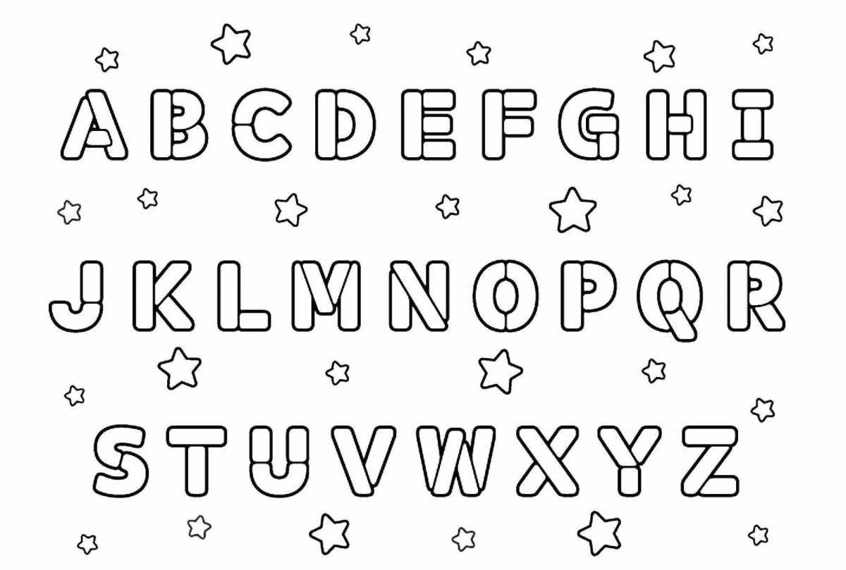 Glitter coloring english alphabet