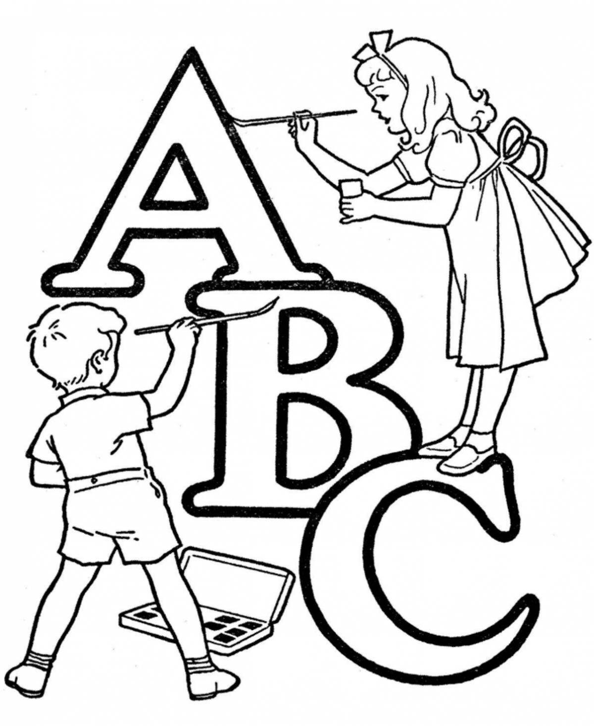 Radiant coloring page english alphabet