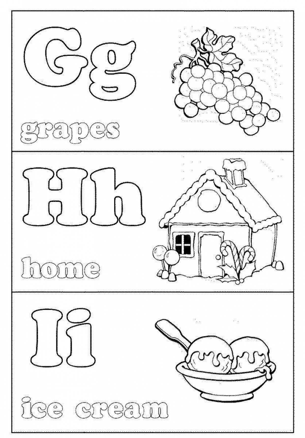 Inspirational english alphabet coloring book