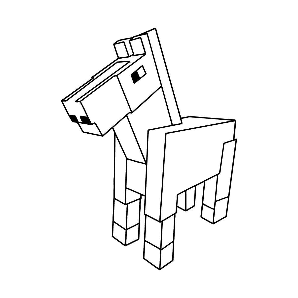 Funny minecraft dog coloring page