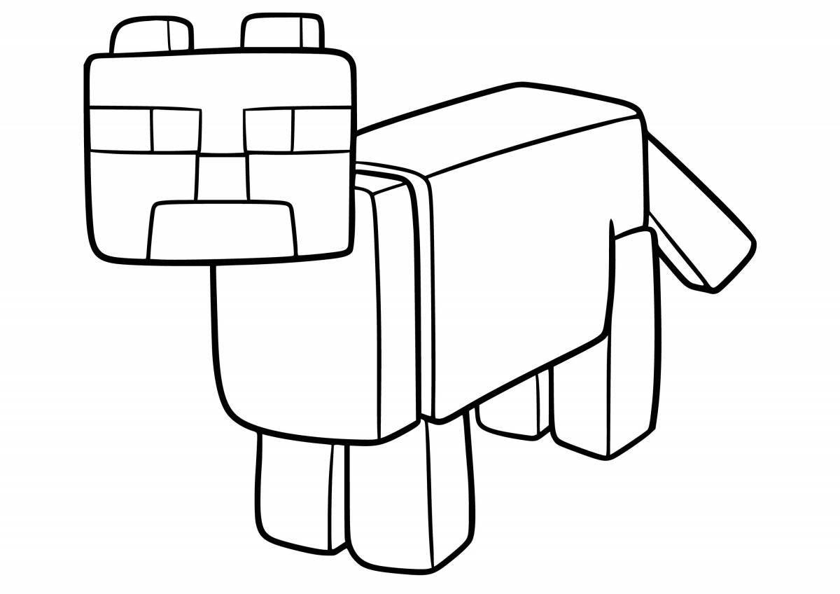 Live minecraft dog coloring page