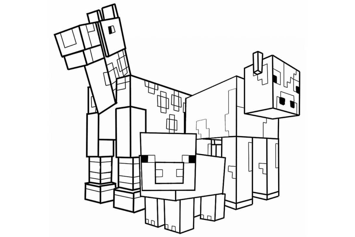 Funny minecraft dog coloring page