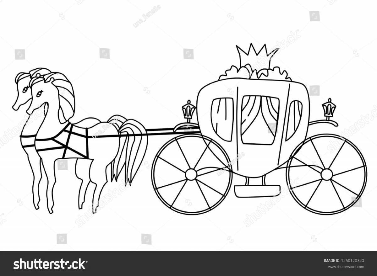 Раскраска величественная карета с лошадью