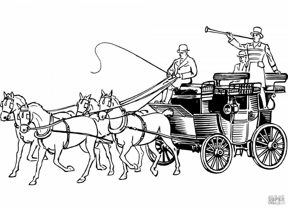 Coloring page elegant horse carriage