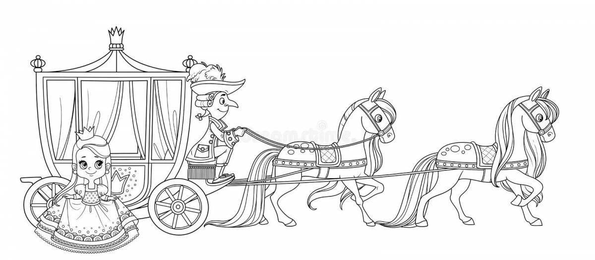 Раскраска грандиозная карета с лошадью