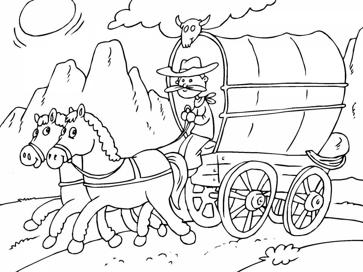 Раскраска «сияющая карета с лошадью»