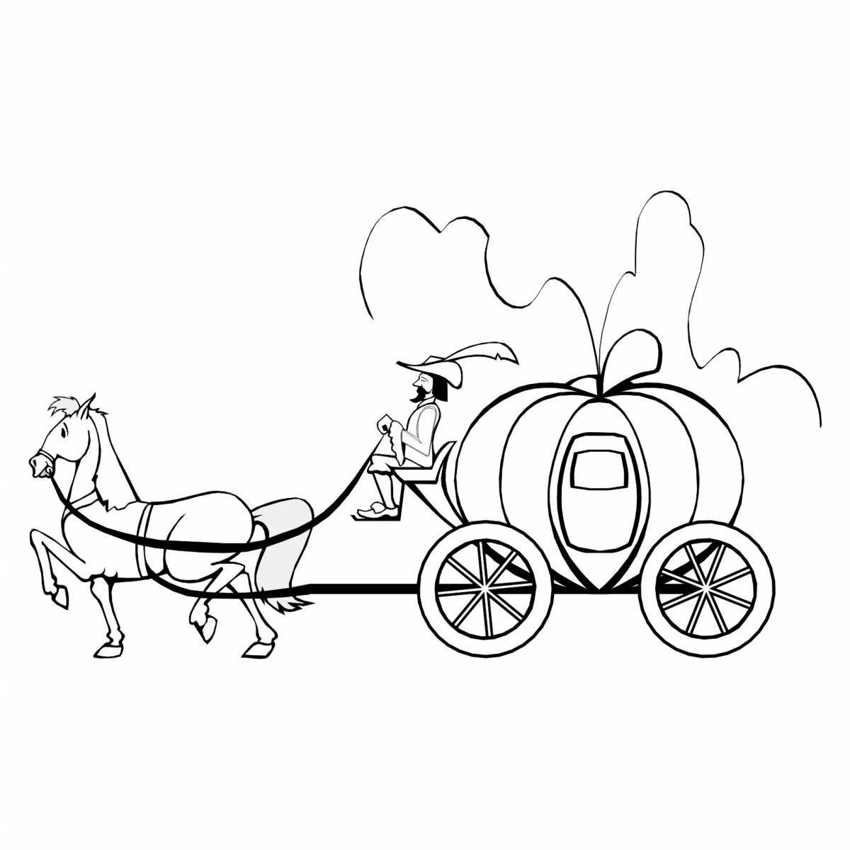Раскраска сияющая карета с лошадью