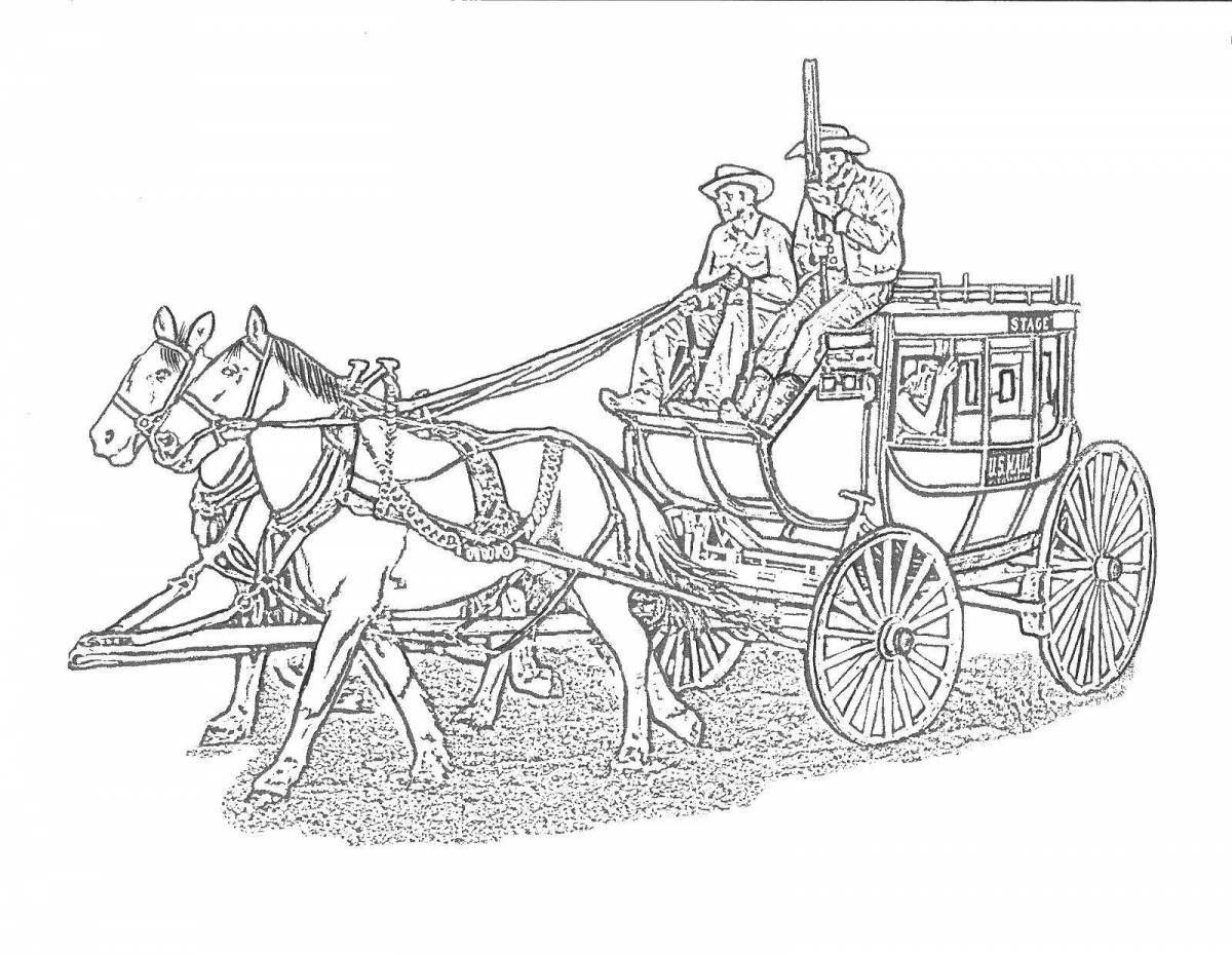 Coloring page exotic horse carriage