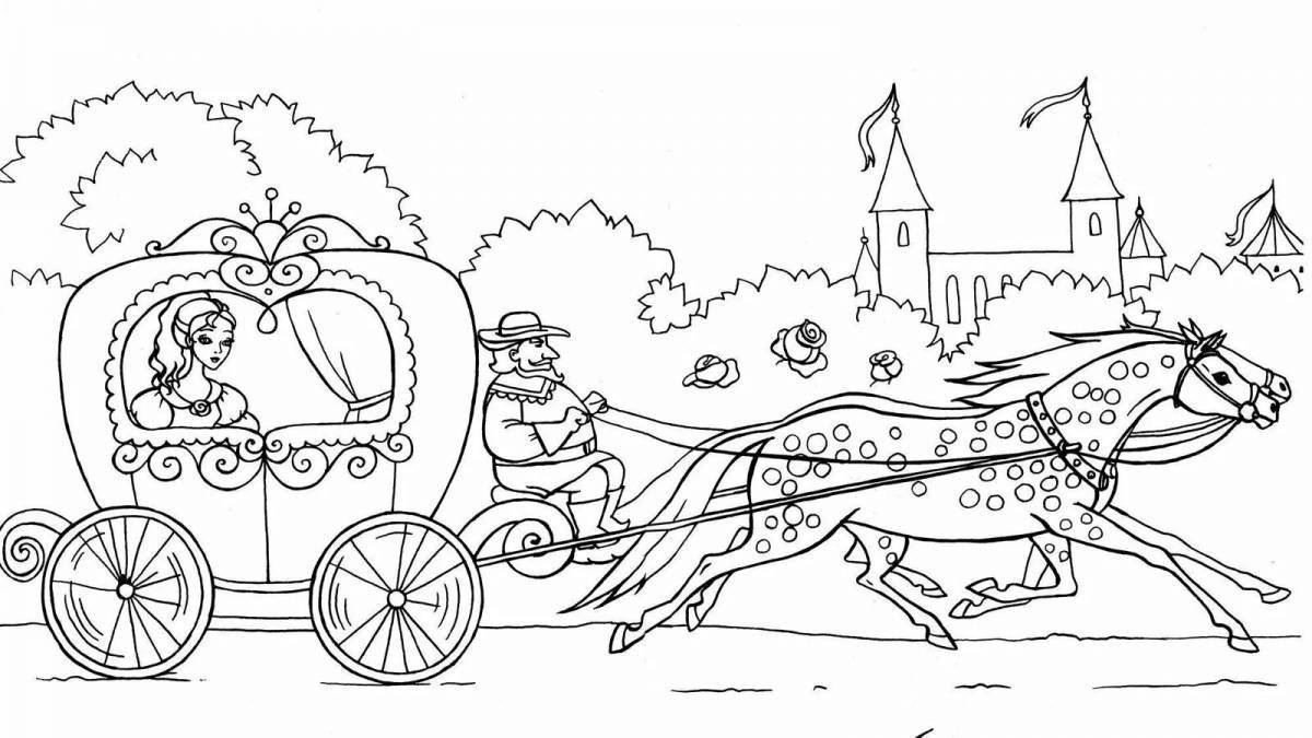 Beautiful horse carriage coloring book