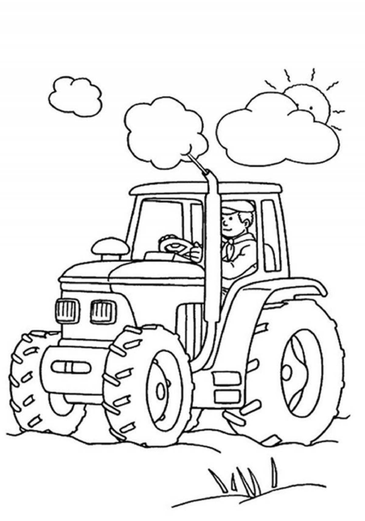 Яркая страница раскраски трактор т 40