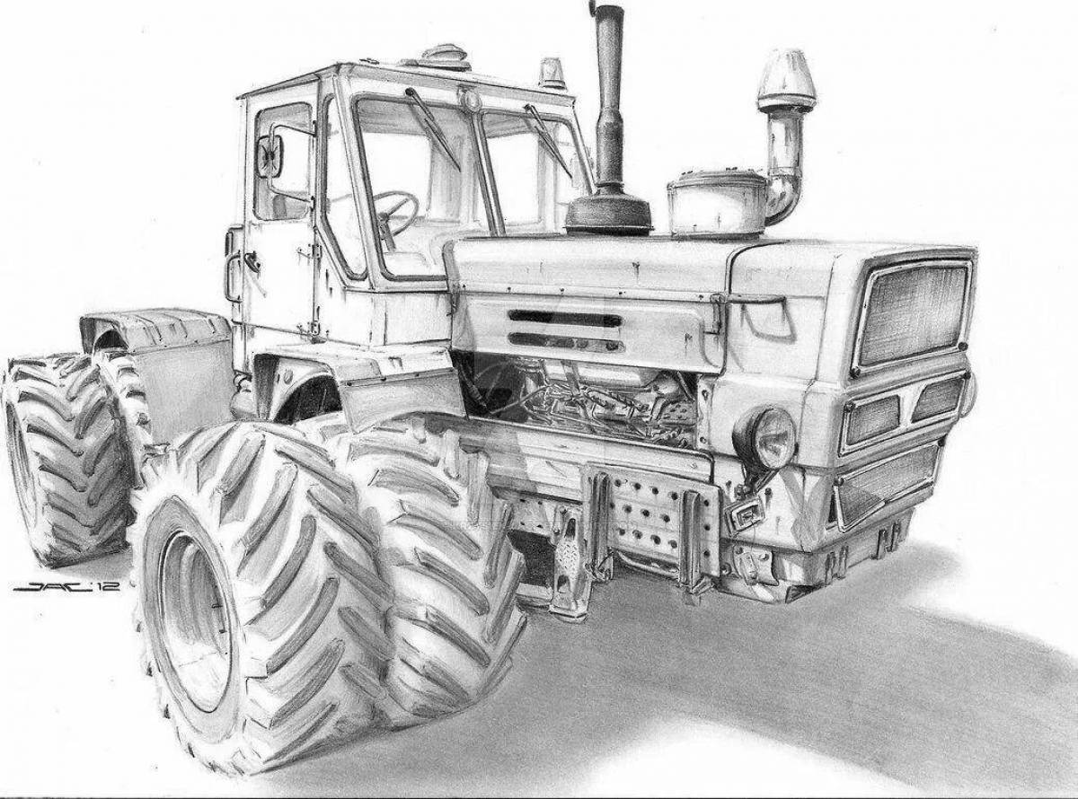 Раскраска причудливый трактор т 150