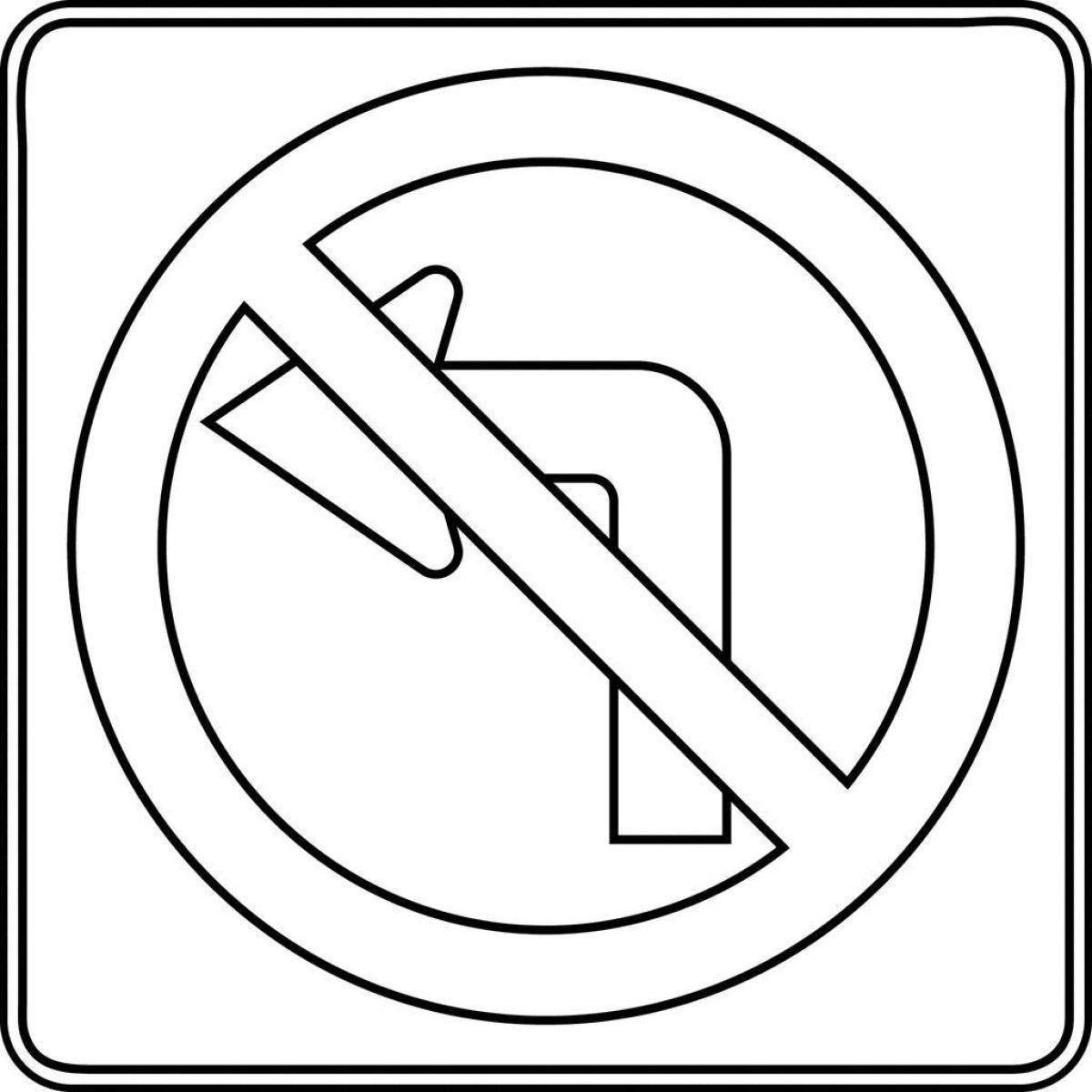 Coloring page for bidding road sign