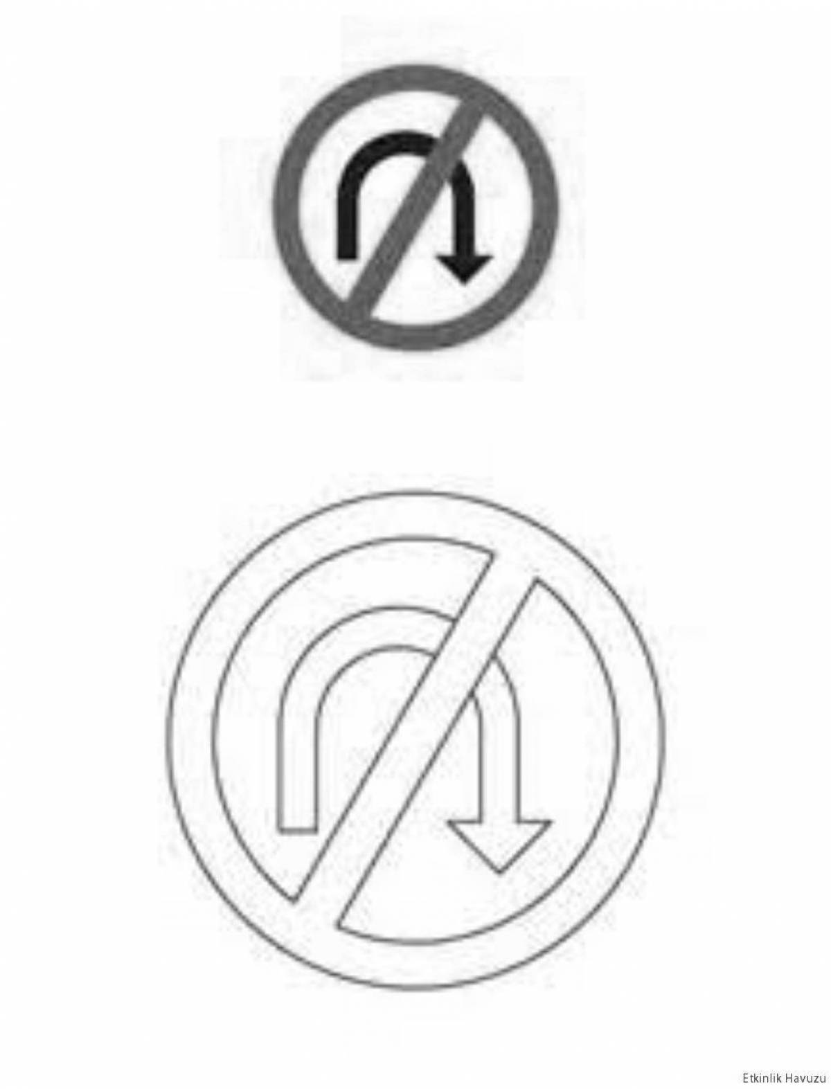 Coloring page dazzling prohibition road sign