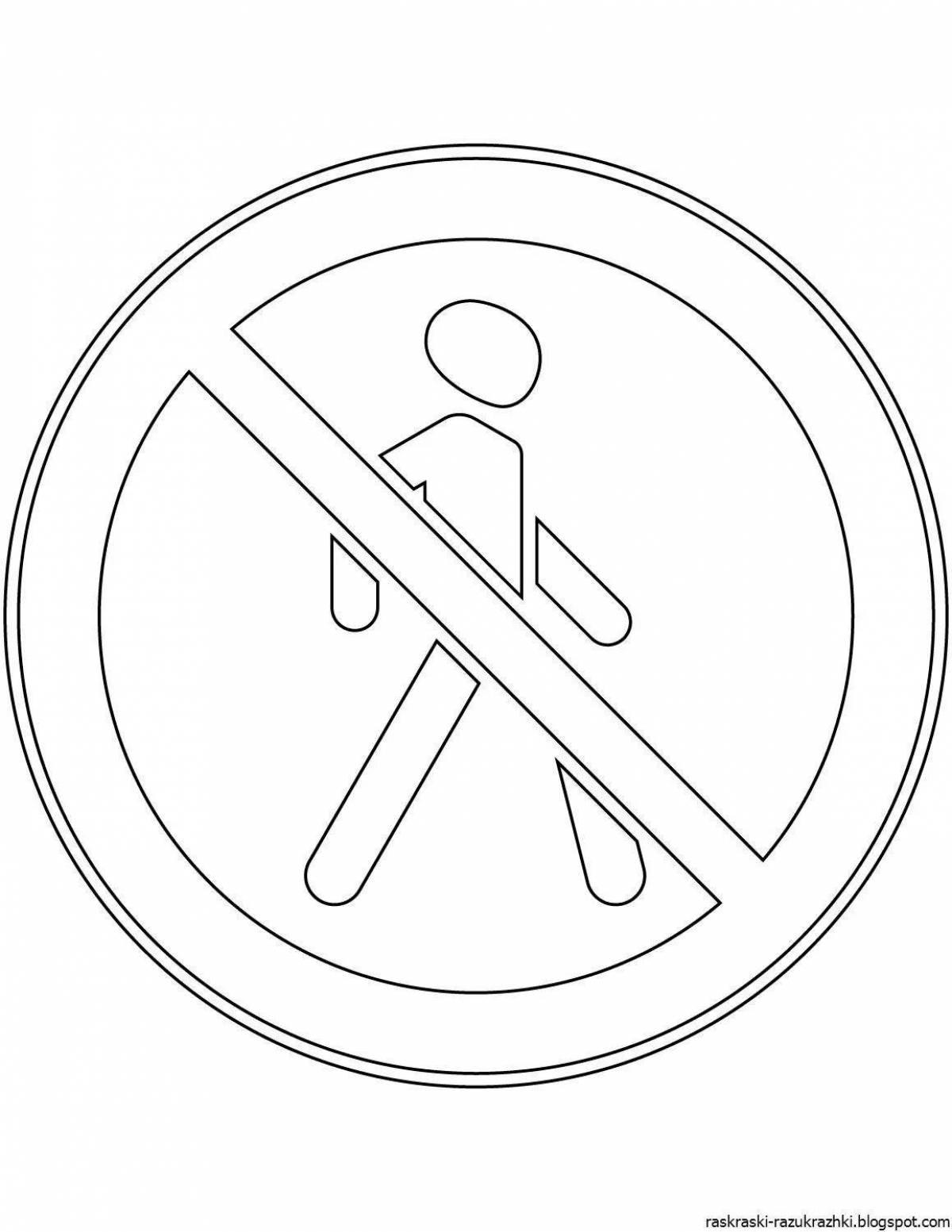 Coloring page forbidding traffic sign