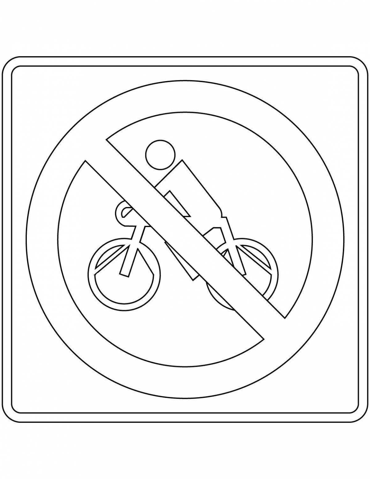 Coloring page magic prohibition road sign