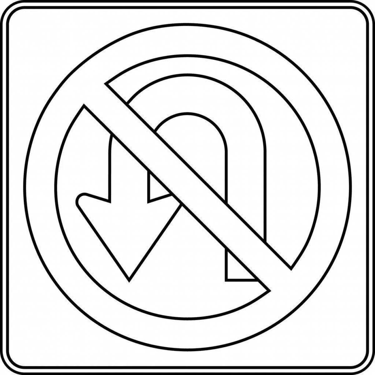 Coloring page dramatic prohibition road sign