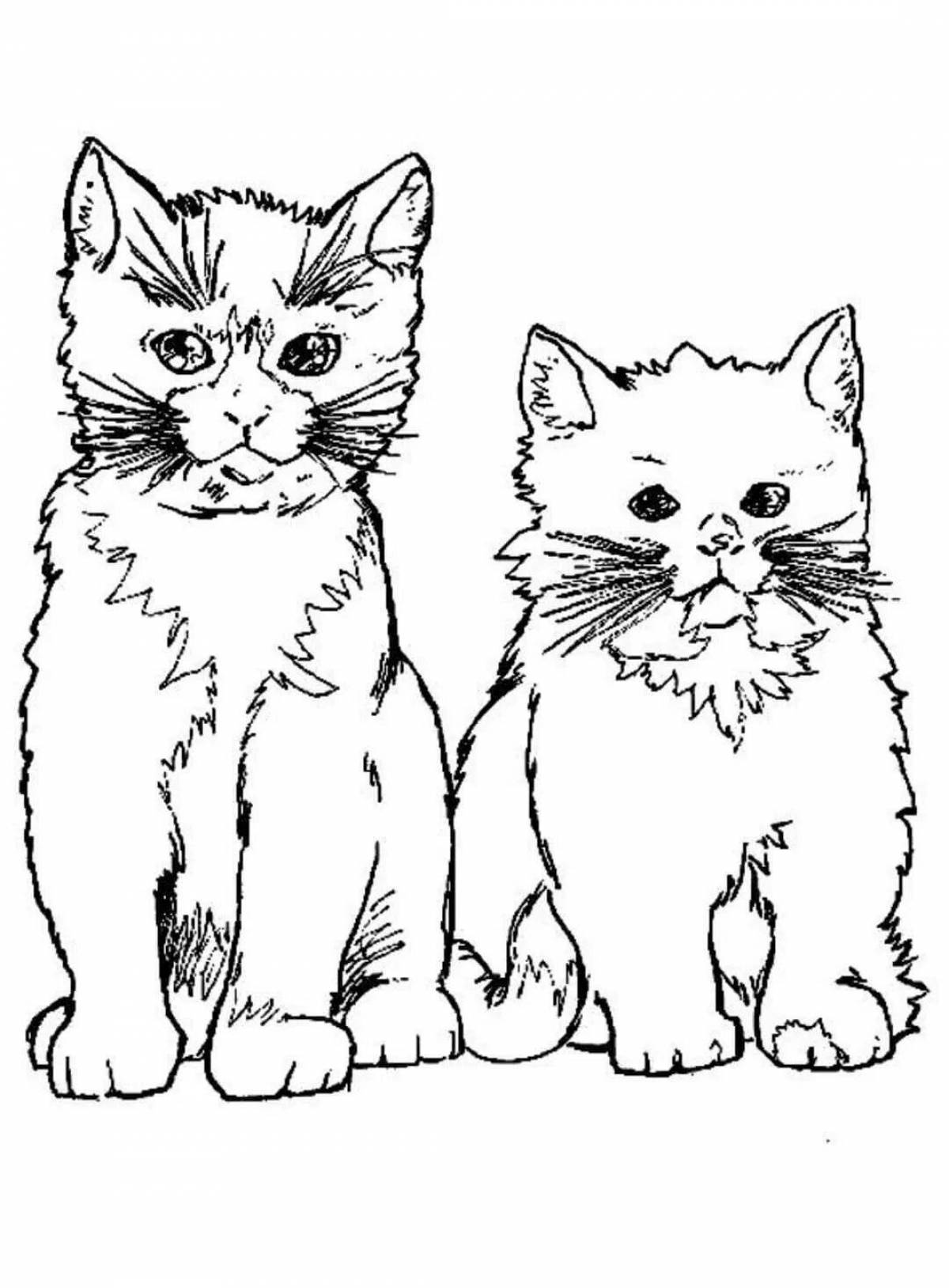Adorable black and white cat coloring page