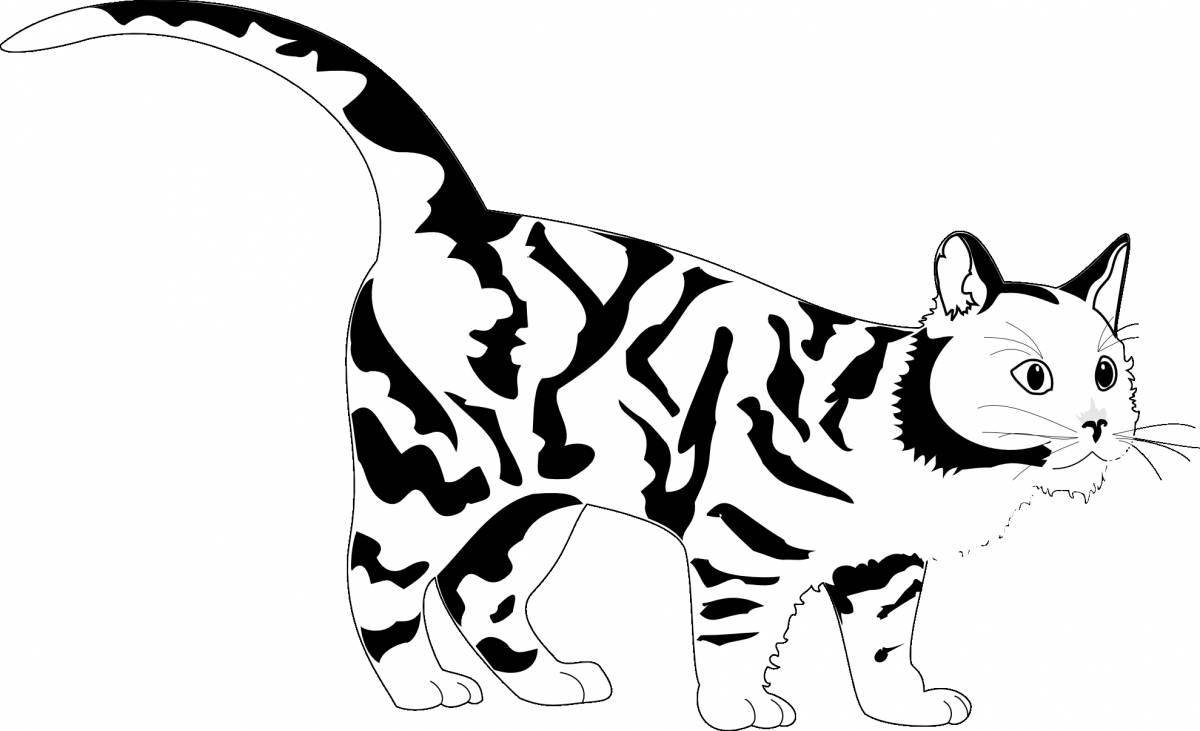 Живая черно-белая раскраска кота