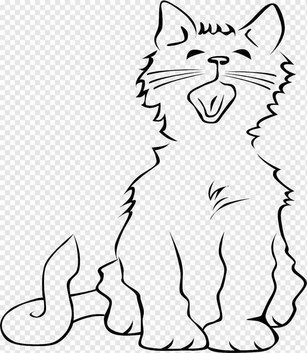 Cunning black and white cat coloring page