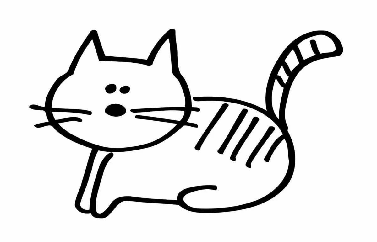 Живая черно-белая раскраска кошки