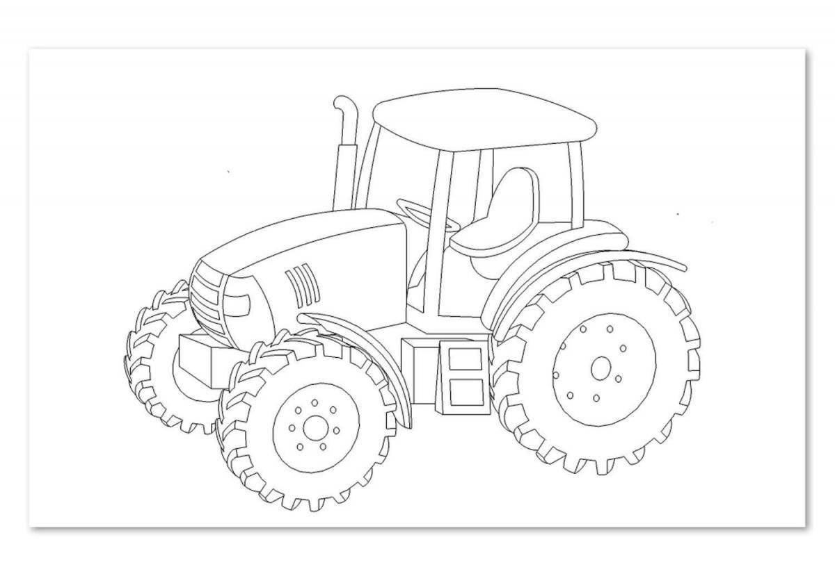 Coloring page cheerful blue tractor seal