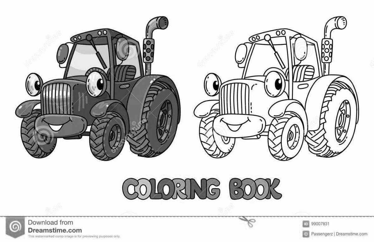 Coloring page playful blue tractor seal