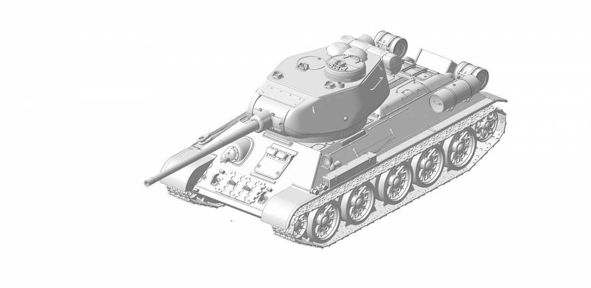 Brightly colored tank t34 85 coloring page