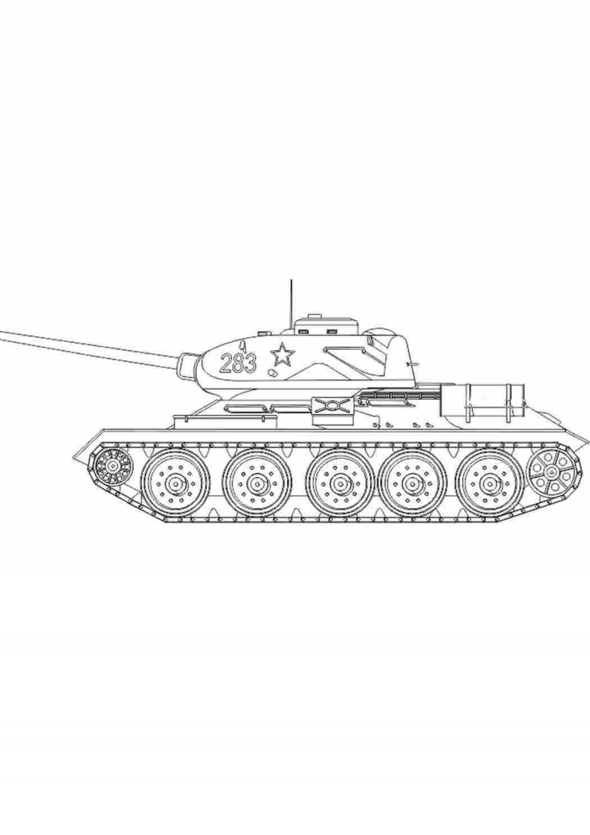 Colorful tank t34 85 coloring book