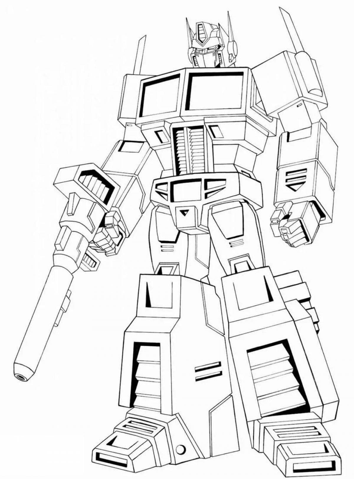 Colorful coloring page for optimus prime's car