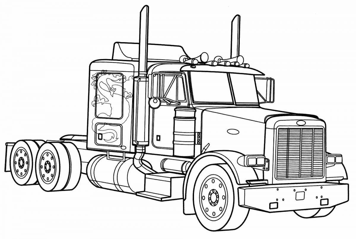 Detailed coloring page of optimus prime car