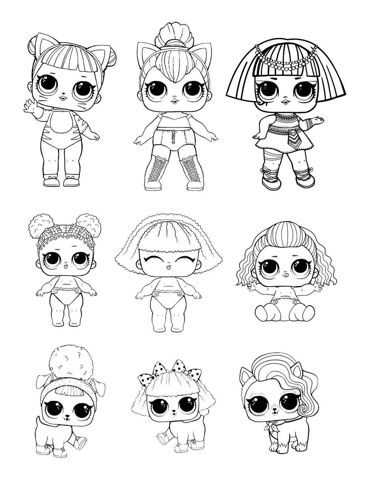 Coloring book dazzling little lol doll