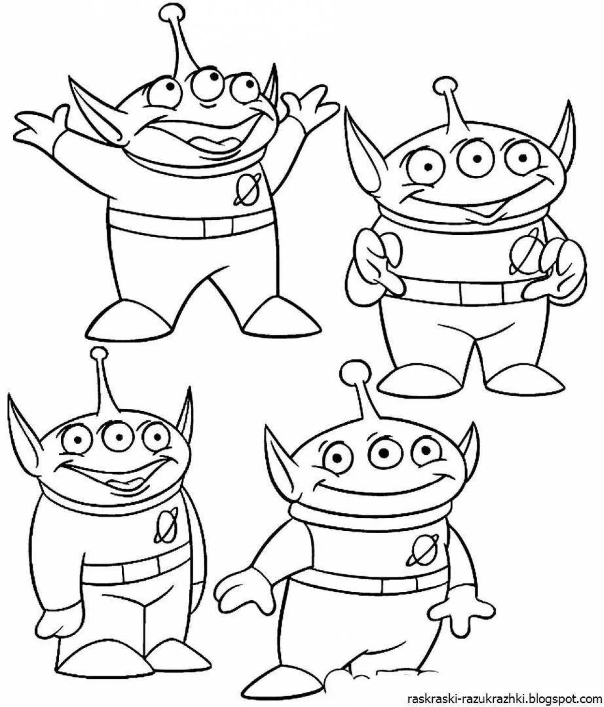 Funny alien coloring pages for kids