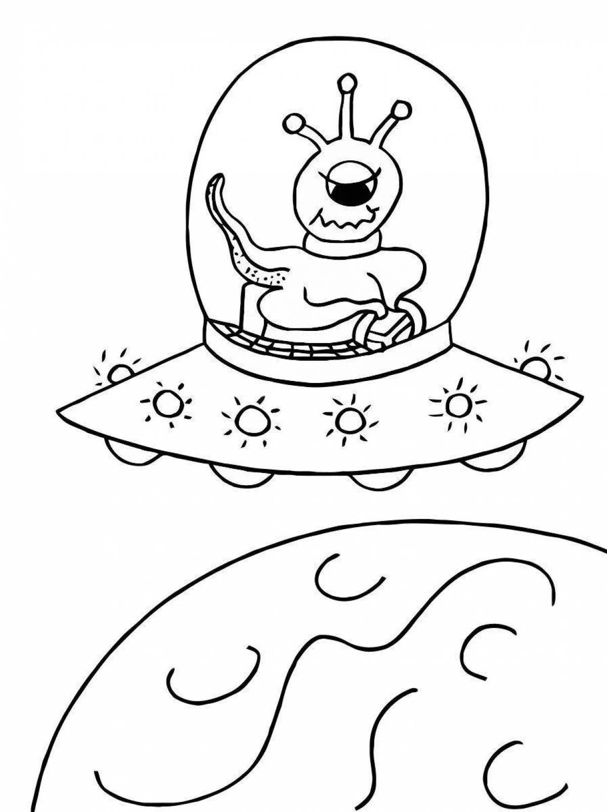 Playful alien coloring page for kids