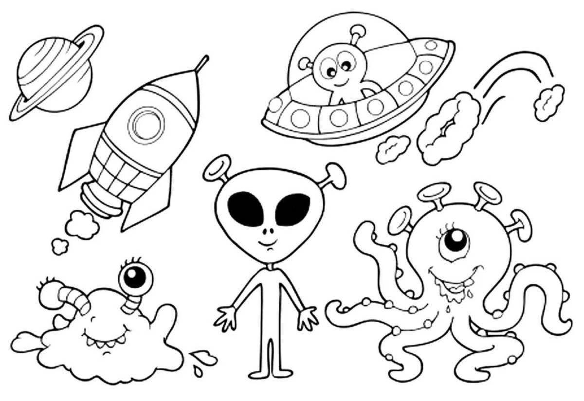 Coloring pages aliens from this world for kids