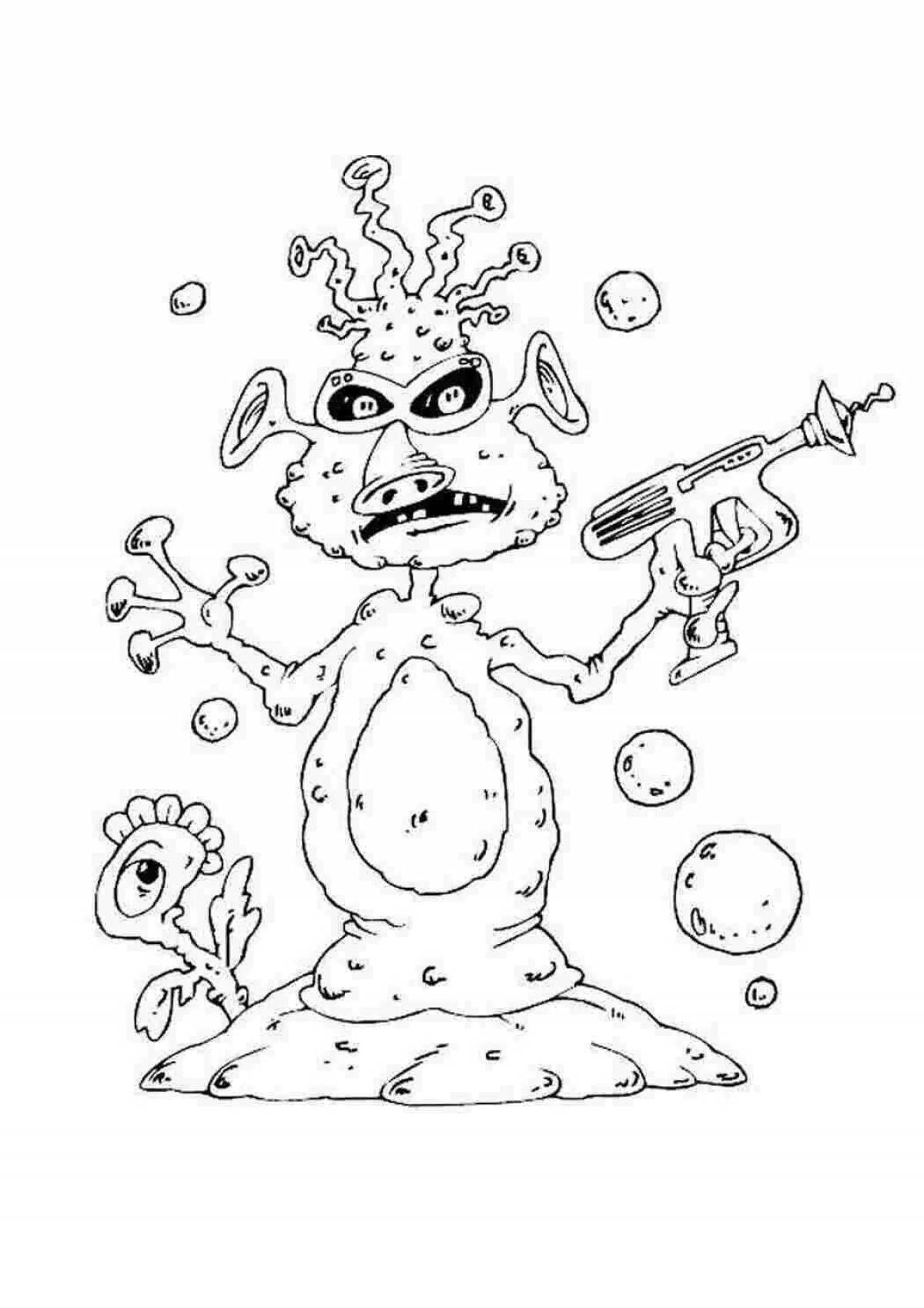 Fancy alien coloring pages for kids